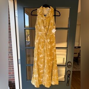 Fate Mustard Palm-Print Twist Maxi Dress